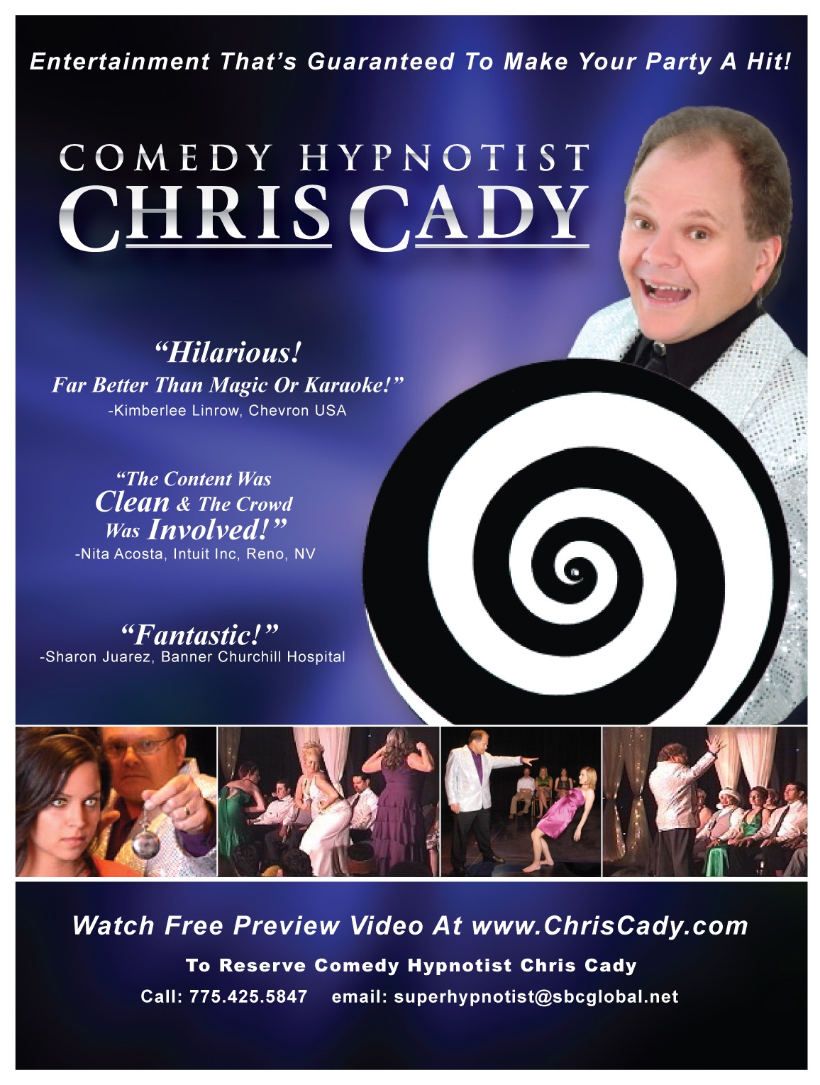 corporate entertainment hypnotist show hypnotist chris cady www.chriscady.com